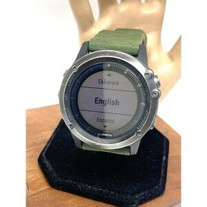 Garmin Fenix 3 Sapphire Men's Watch GPS Smartwatch Black Green Rubber Strap 51mm